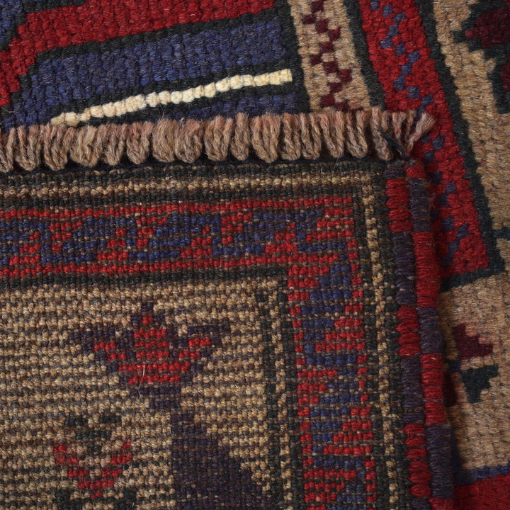 Beige Afghan Prayer Rug 2' 11" x 4' 6" Hand-Knotted pattern