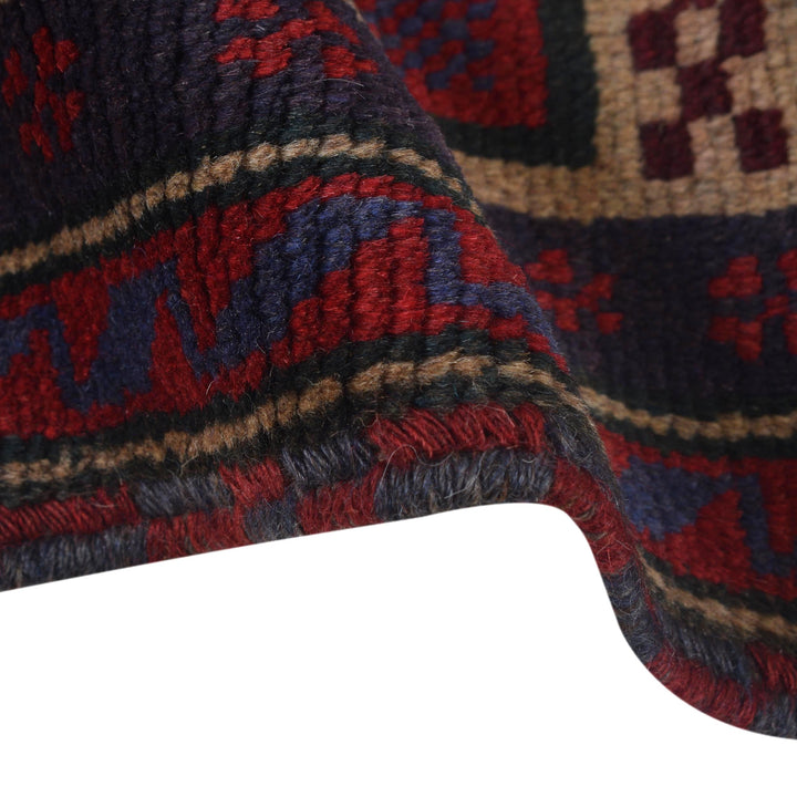 Beige Afghan Prayer Rug 2' 11" x 4' 6" Hand-Knotted border