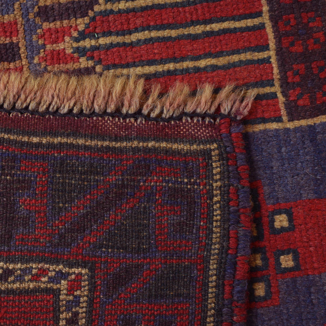 Blue Afghan Prayer Rug 3' 0" x 4' 9" Hand-Knotted pattern
