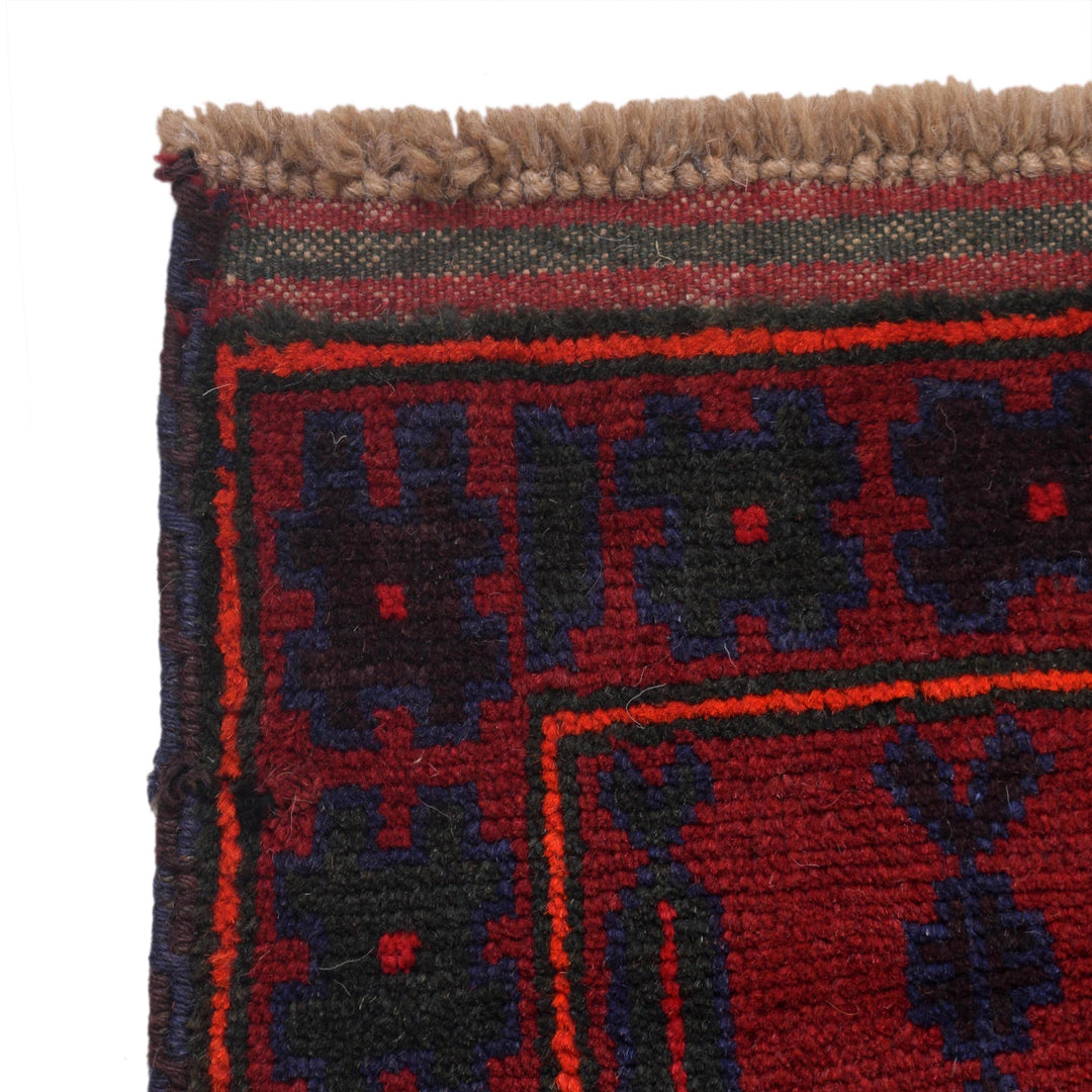 Red Afghan Prayer Rug 3' 1" x 5' 1" Hand-Knotted view