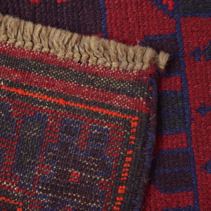 Red Afghan Prayer Rug 3' 1" x 5' 1" Hand-Knotted pattern
