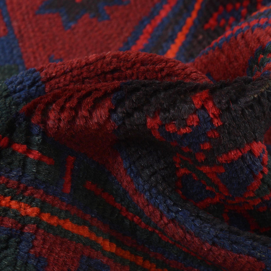 Red Afghan Prayer Rug 3' 1" x 5' 1" Hand-Knotted field