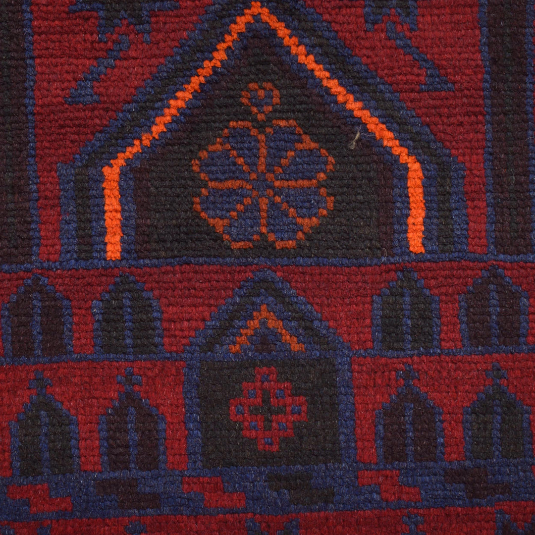 Afghan Prayer Rug 2' 11" x 4' 9" Hand-Knotted close-up
