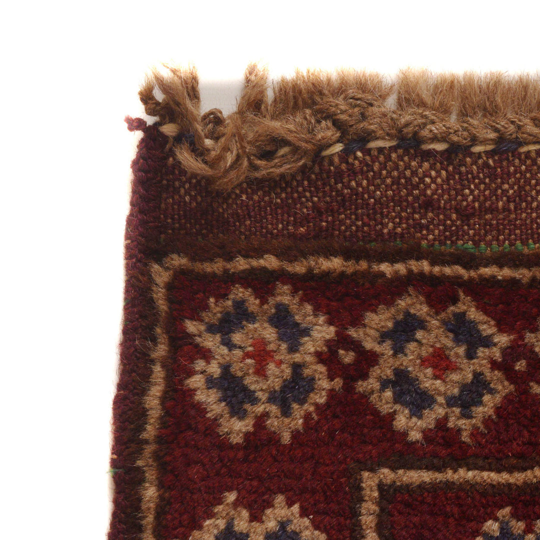 Red Afghan Baluchi Rug 2' 10" x 4' 6" Hand-Knotted pattern