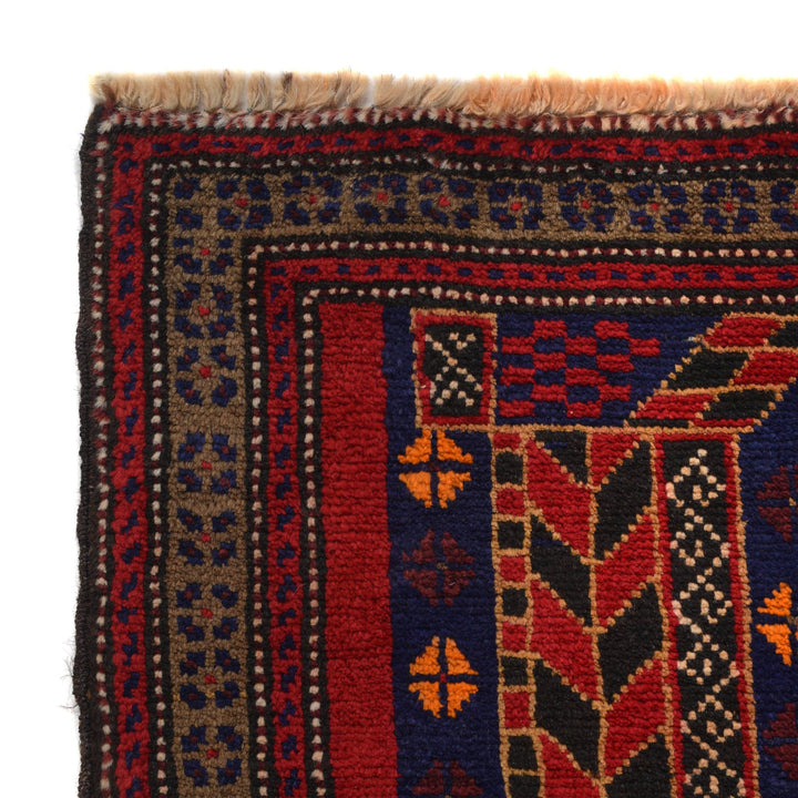 Blue Afghan Prayer Rug 2' 8" x 4' 5" Hand-Knotted view
