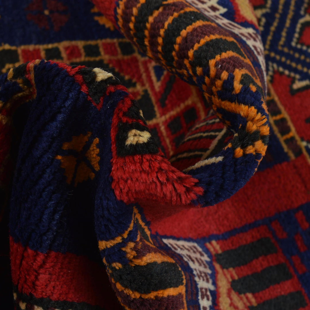 Blue Afghan Prayer Rug 2' 8" x 4' 5" Hand-Knotted field