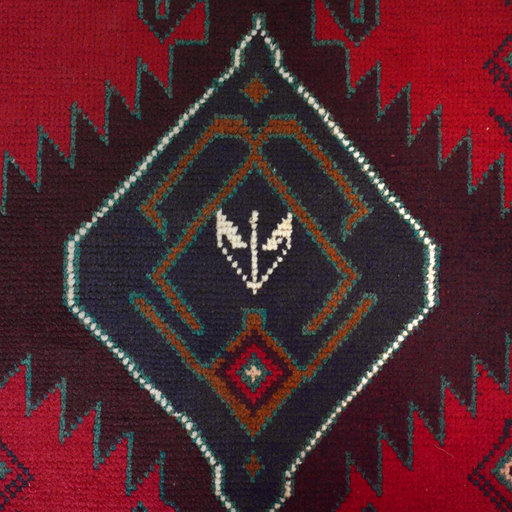 Red Afghan Baluchi Rug 2' 7" x 4' 2" Hand-Knotted | No. AL28814