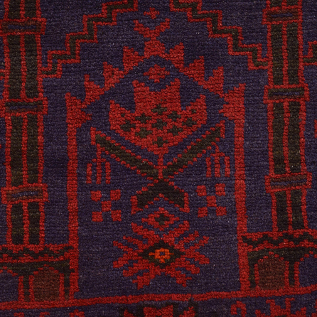 Afghan Prayer Rug 3' 2" x 4' 10" Hand-Knotted close-up