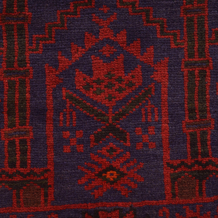 Afghan Prayer Rug 3' 2" x 4' 10" Hand-Knotted close-up