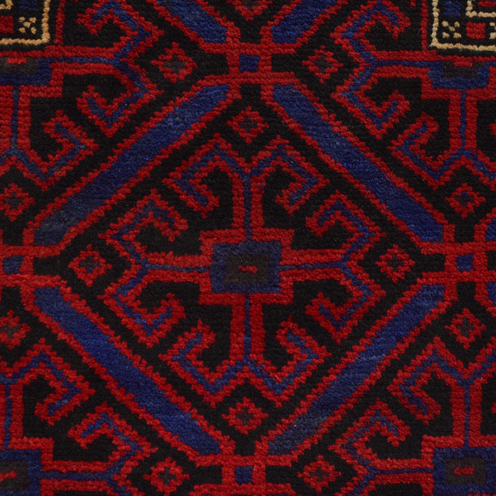 Afghan Prayer Rug 2' 11" x 4' 6" Hand-Knotted close-up