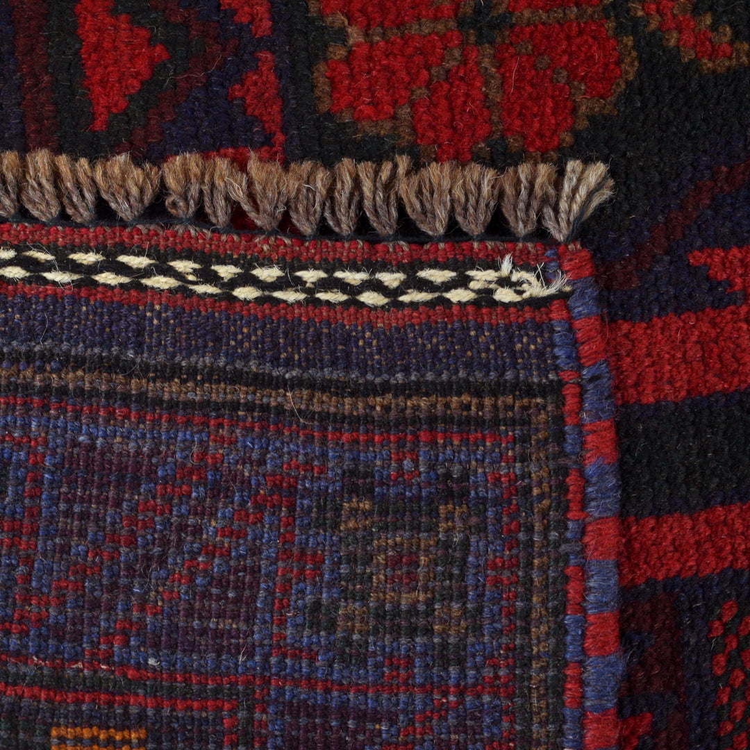 Red Afghan Prayer Rug 2' 9" x 4' 7" Hand-Knotted pattern