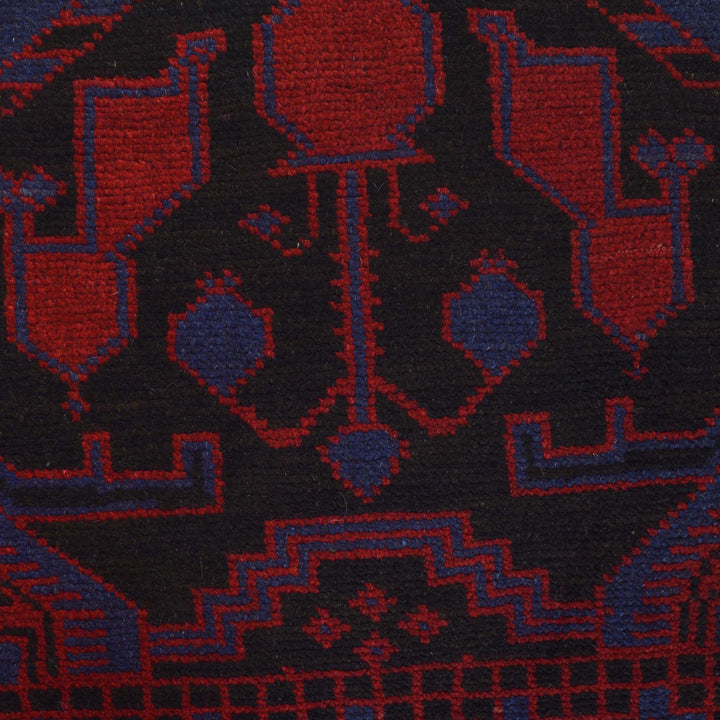Blue Afghan Prayer Rug 2' 11" x 4' 7" Hand-Knotted close-up