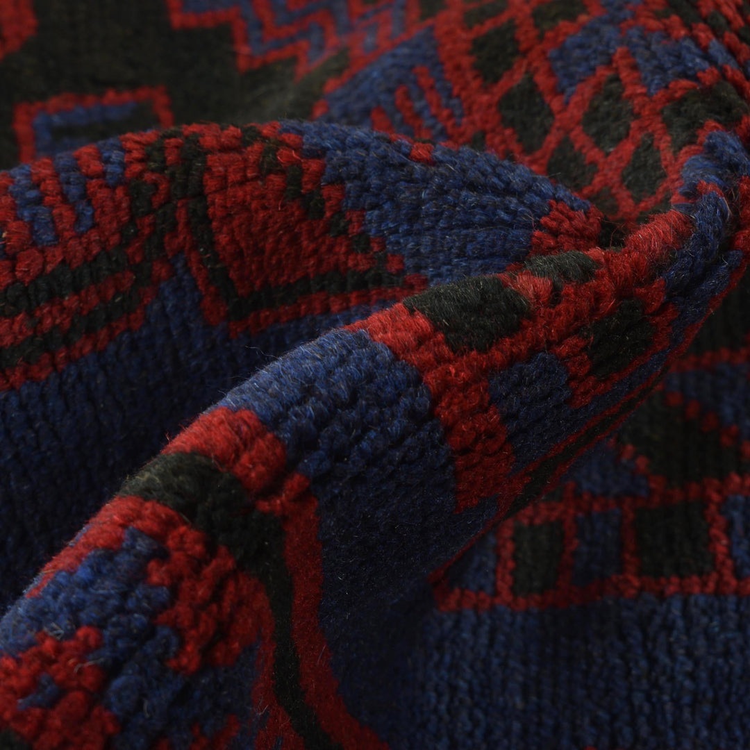 Blue Afghan Prayer Rug 2' 11" x 4' 7" Hand-Knotted field