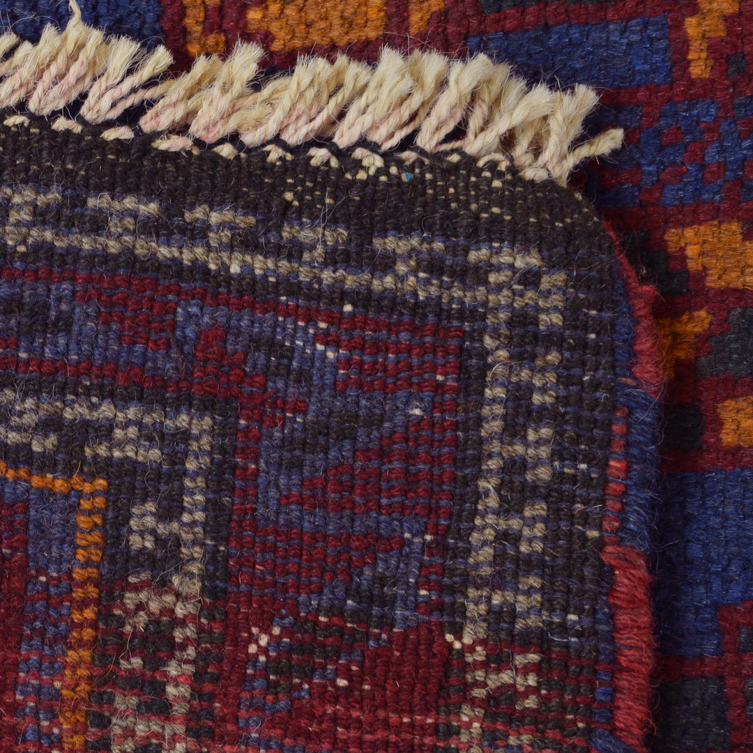 Blue Afghan Prayer Rug 3' 1" x 4' 8" Hand-Knotted pattern