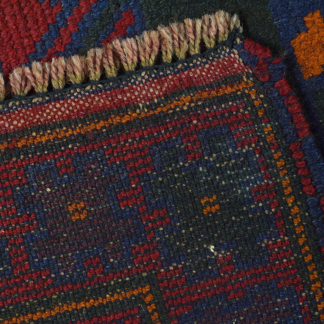 Red Afghan Prayer Rug 3' 0" x 4' 11" Hand-Knotted pattern