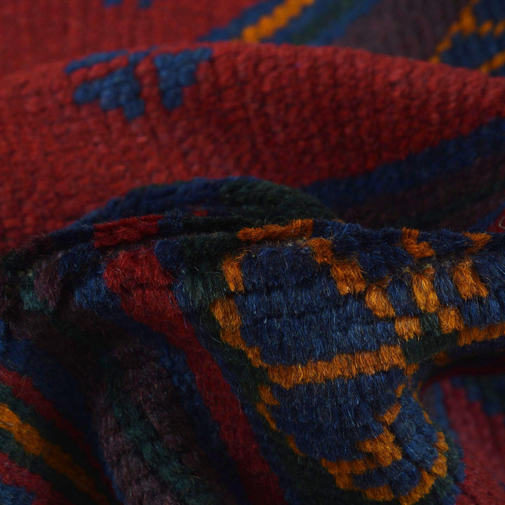 Red Afghan Prayer Rug 3' 0" x 4' 11" Hand-Knotted field