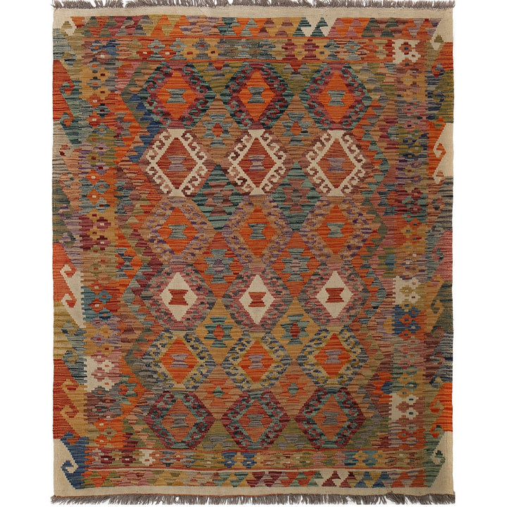 Hand Woven Wool Kelim 5' 1" x 6' 3" - No. AL44546