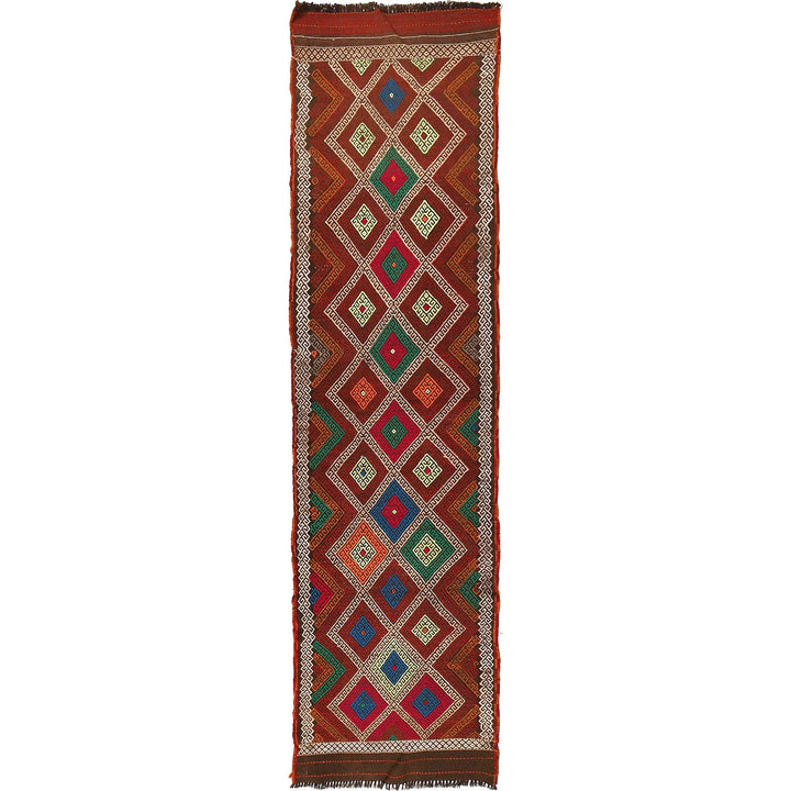 Hand Woven Flat Weave Kilim Runner 2' 4" x 9' 5" - No. AL52683