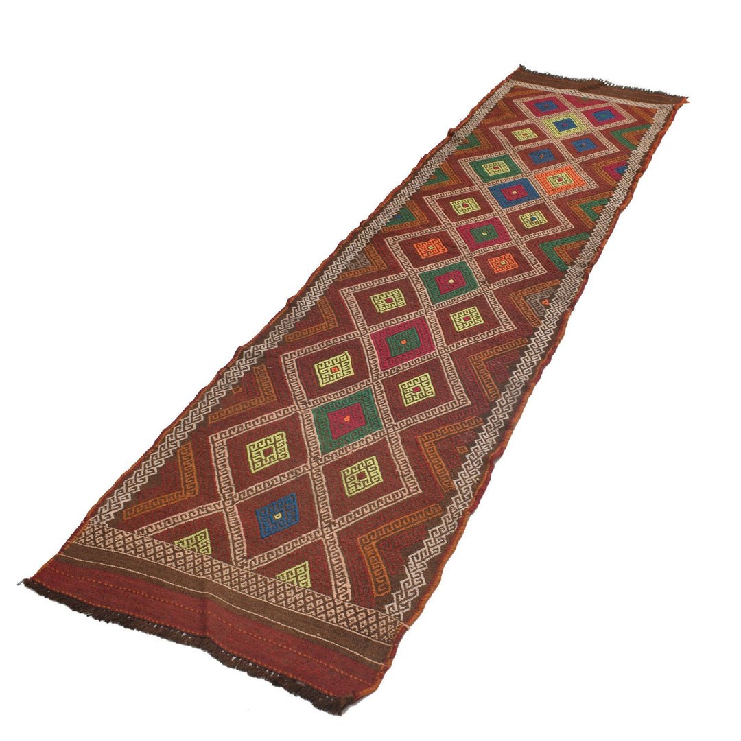 Hand Woven Flat Weave Kilim Runner 2' 4" x 9' 5" - No. AL52683