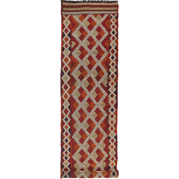 Hand Woven Flat Weave Kilim Runner 2' 4" x 10' 0" - No. AL98375