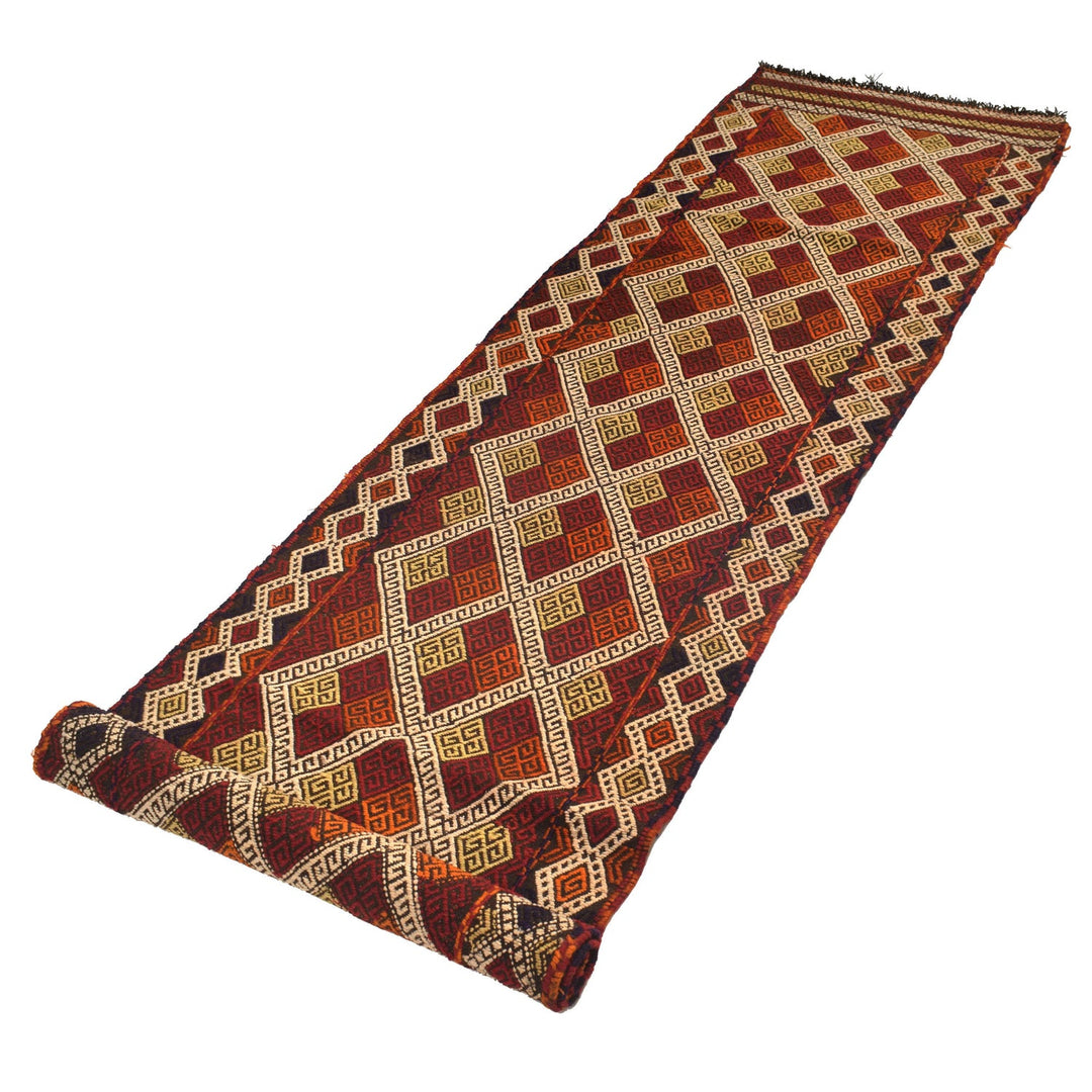 Hand Woven Flat Weave Kilim Runner 2' 4" x 10' 0" - No. AL98375