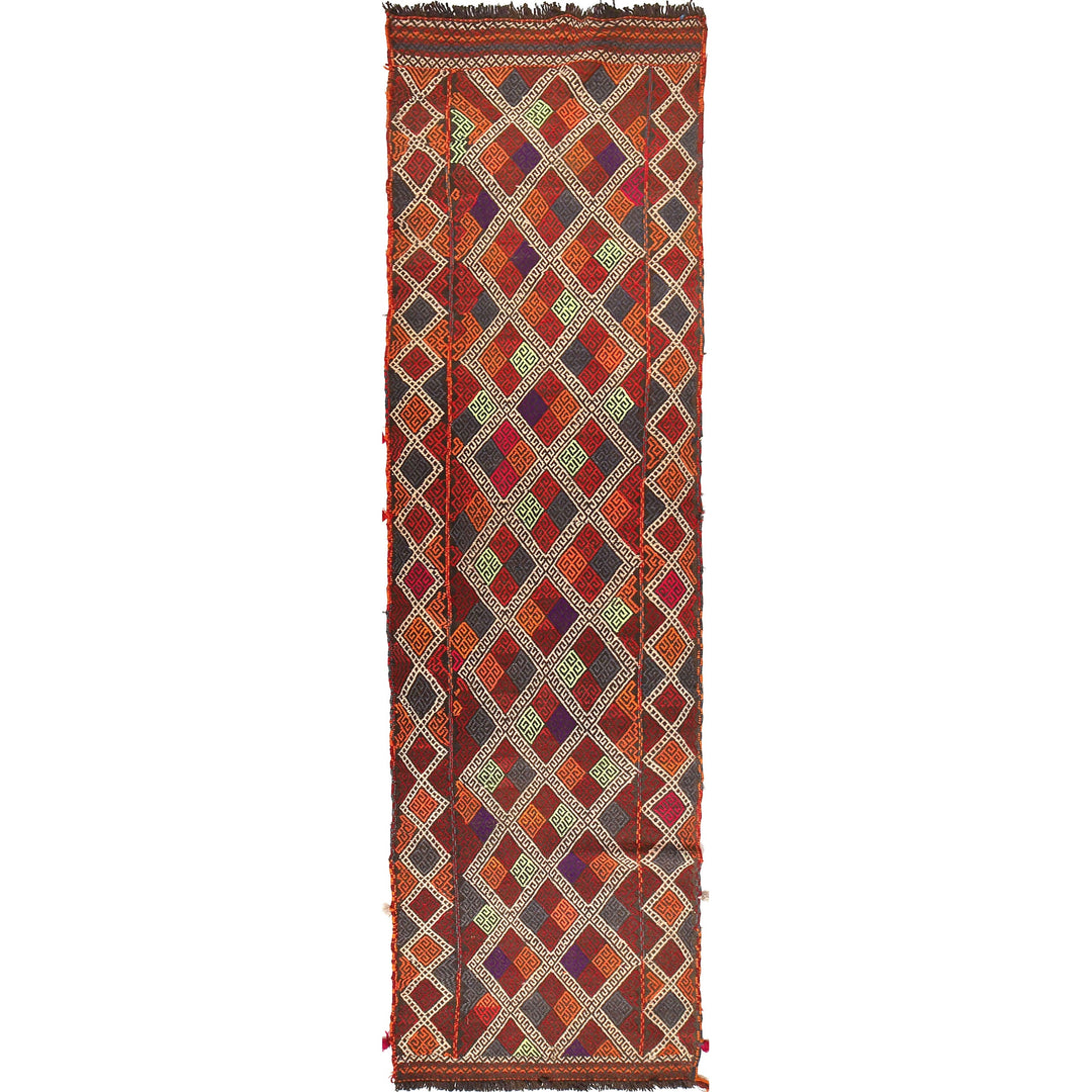Afghan Suzani Kilim Runner 2' 6" x 9' 4" Flat-Weave