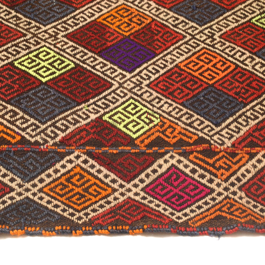 Afghan Suzani Kilim Runner 2' 6" x 9' 4" Flat-Weave detail