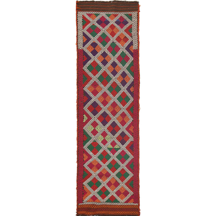 Afghan Suzani Kilim Runner 2' 6" x 9' 3" Flat-Weave
