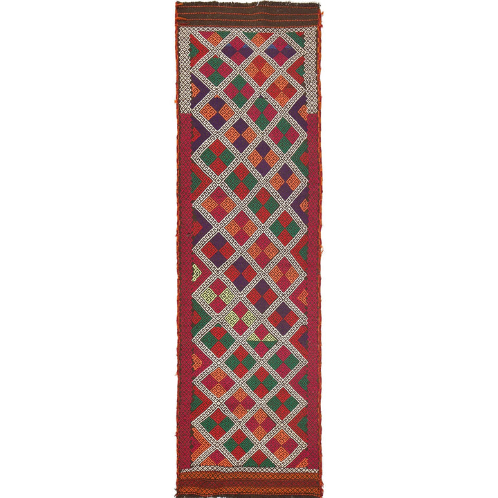 Tribal Afghan Suzani Kilim Runner 2' 6" x 9' 3" - No. AL25618
