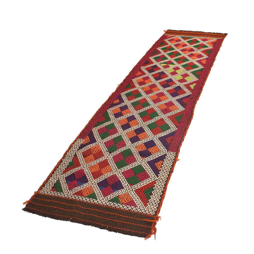 Tribal Afghan Suzani Kilim Runner 2' 6" x 9' 3" - No. AL25618