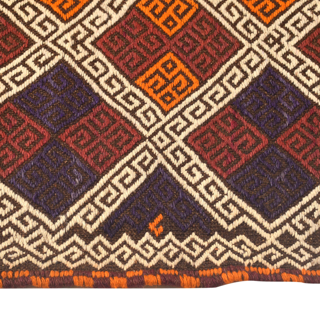 Afghan Suzani Kilim Runner 2' 11" x 9' 3" Flat-Weave detail