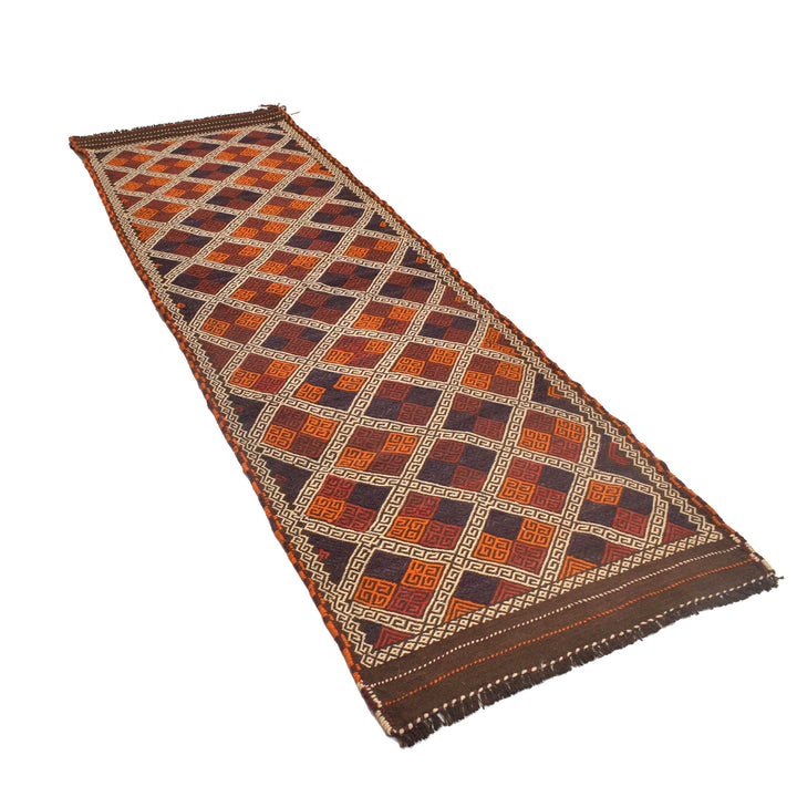 Afghan Suzani Kilim Runner 2' 11" x 9' 3" Flat-Weave close-up
