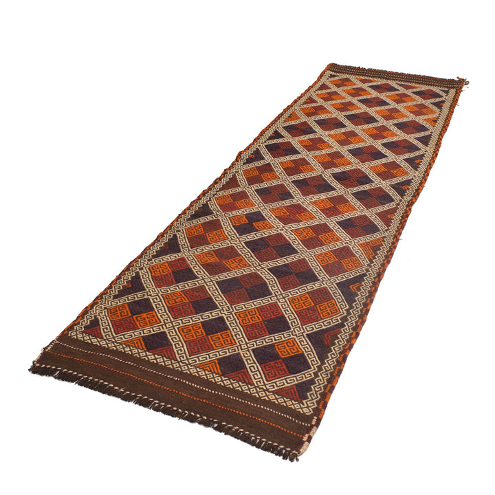 Afghan Suzani Kilim Runner 2' 11" x 9' 3" Flat-Weave pattern