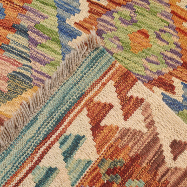 Hand Knotted Afghan Style Kilim Runner 2' 9" x 9' 3" - No. AL96911