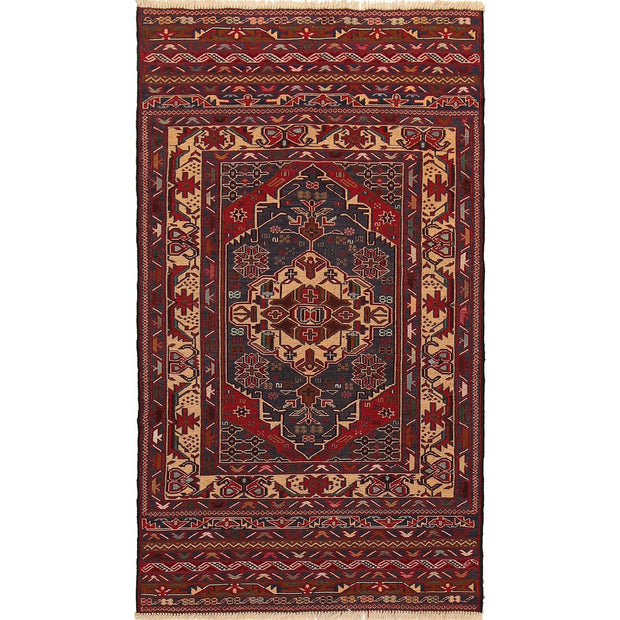 Hand Knotted Flat Weave Maliki Kilim 2' 9" x 4' 11" - No. AL72496