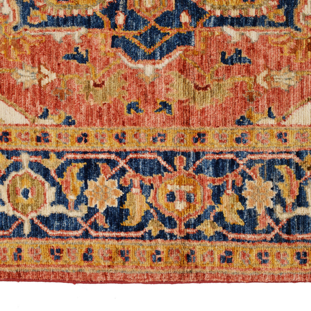 Afghan Heriz Rug 3' 7" x 6' 0" Hand-Knotted detail