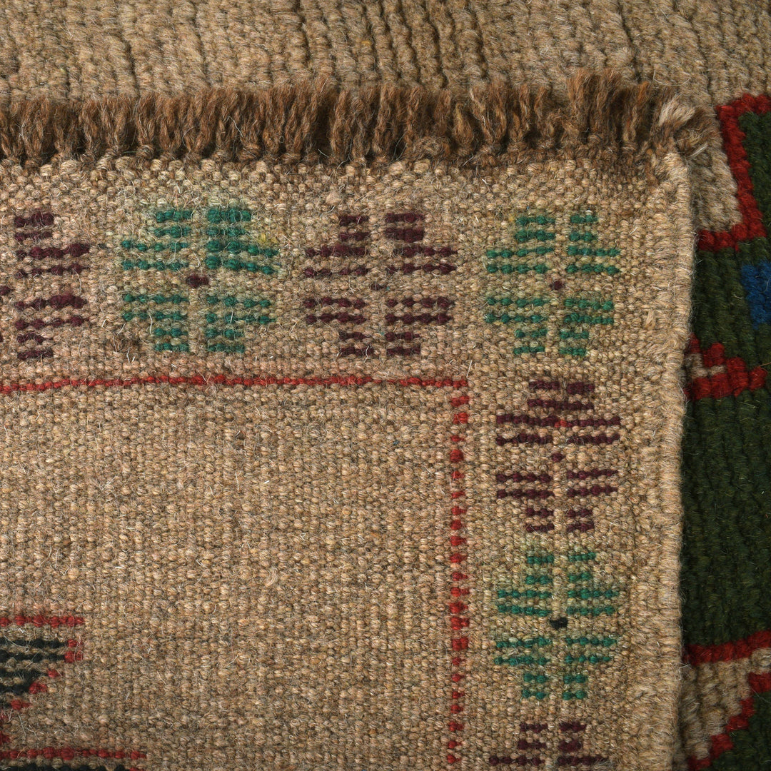 Tan Afghan Baluchi Rug 4' 0" x 6' 6" Hand-Knotted pattern