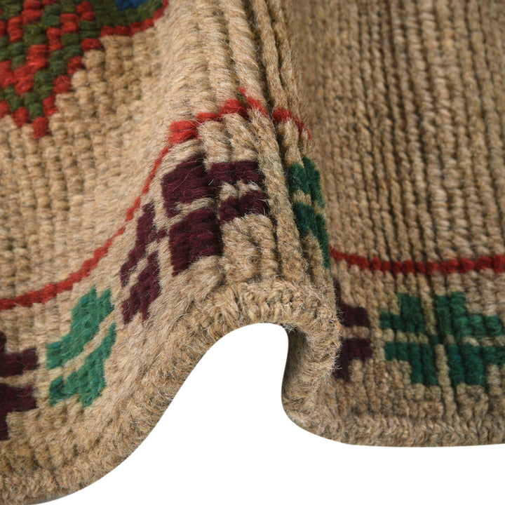 Tan Afghan Baluchi Rug 4' 0" x 6' 6" Hand-Knotted border