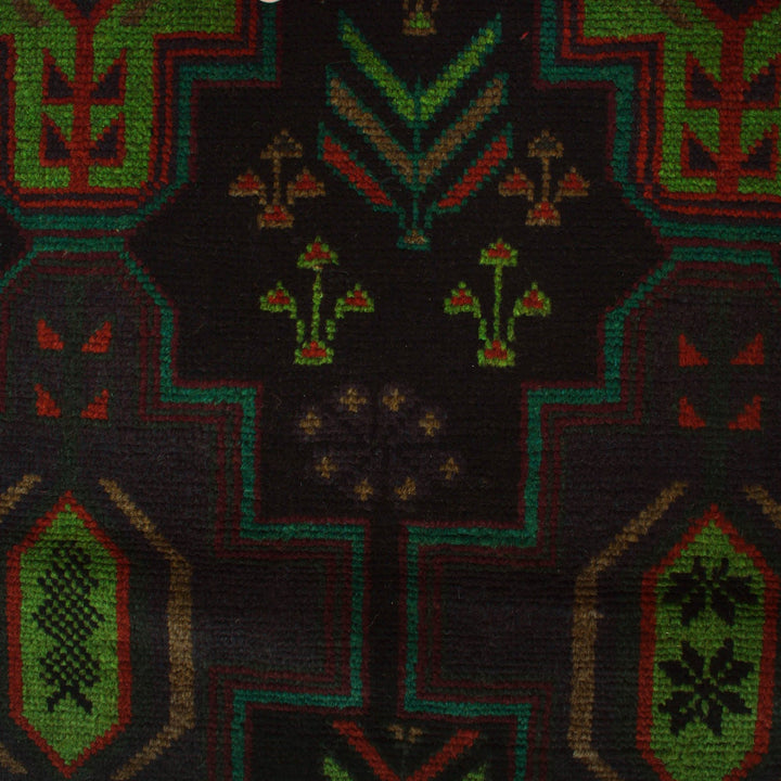 Black Color Baluchi Rug 4' 2" x 6' 5" - No. AL21115