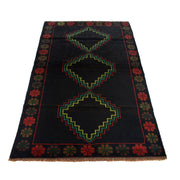 Black Color Baluchi Rug 4' 0" x 6' 9" - No. AL36374