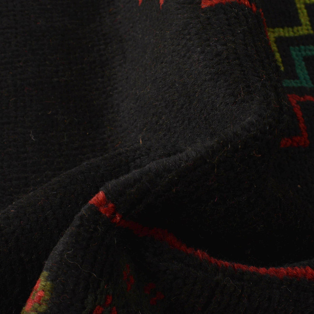 Black Color Baluchi Rug 4' 0" x 6' 9" - No. AL36374