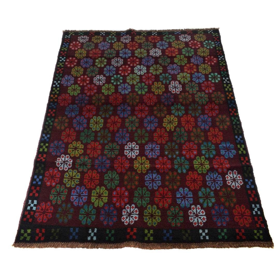 Dark Purple Color Baluchi Rug 4' 0" x 5' 7" - No. AL48672