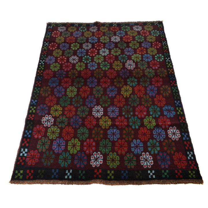 Dark Purple Color Baluchi Rug 4' 0" x 5' 7" - No. AL48672