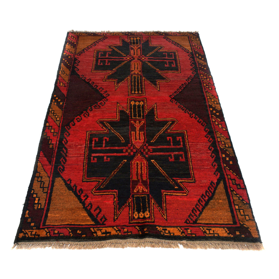 Afghan Baluchi Rug 3' 8" x 6' 8" Hand-Knotted detail