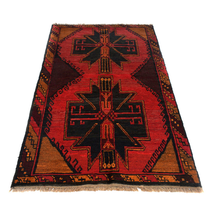 Afghan Baluchi Rug 3' 8" x 6' 8" Hand-Knotted detail
