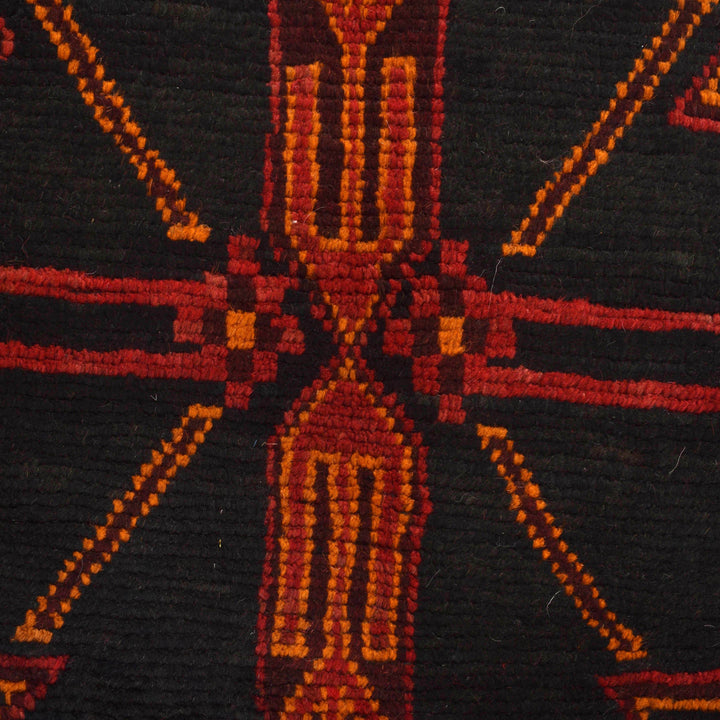 Afghan Baluchi Rug 3' 8" x 6' 8" Hand-Knotted close-up