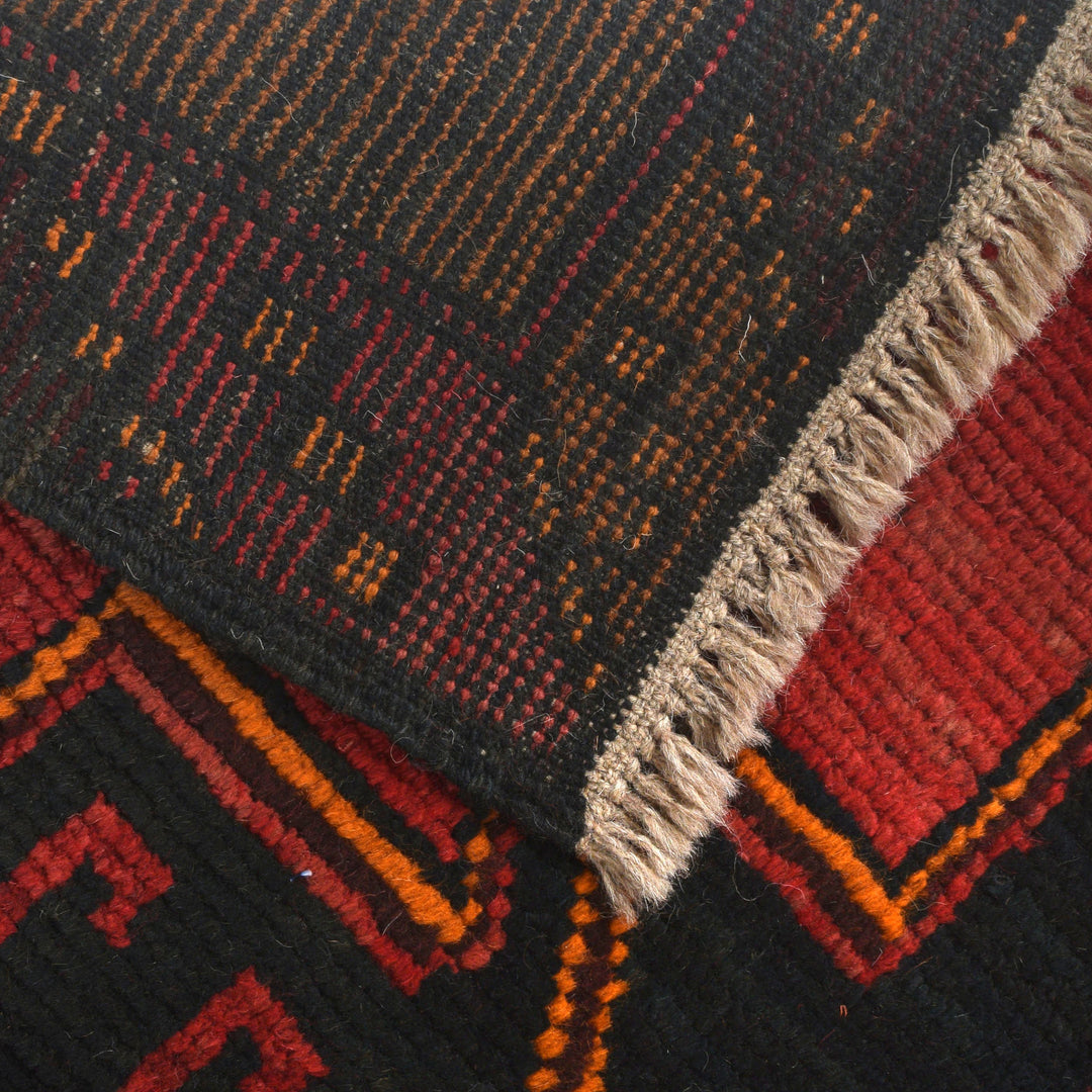 Afghan Baluchi Rug 3' 8" x 6' 8" Hand-Knotted pattern