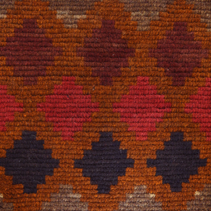 Brown Afghan Baluchi Rug 3' 10" x 5' 11" Hand-Knotted close-up
