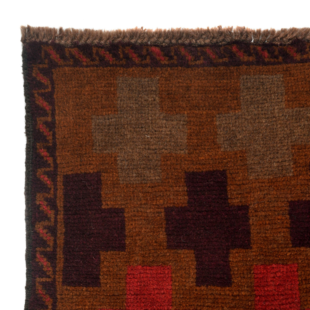 Brown Afghan Baluchi Rug 3'8" x 6'4" Hand-Knotted view