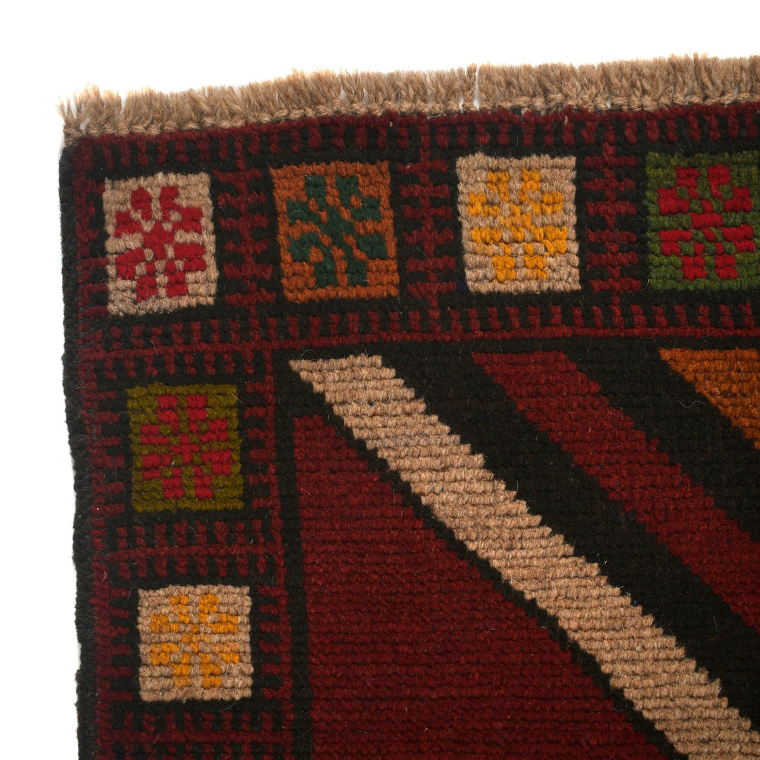 Red Afghan Baluchi Rug 3' 3" x 6' 4" Hand-Knotted view